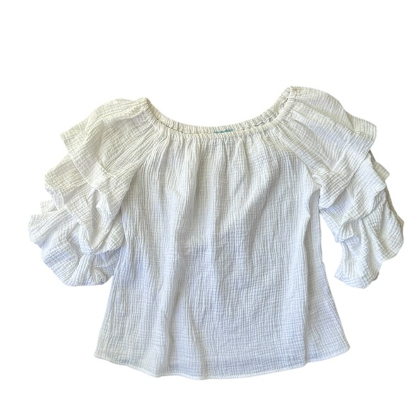 CeCe Tops - CeCe Women’s White Ruffled Blouse Size XS